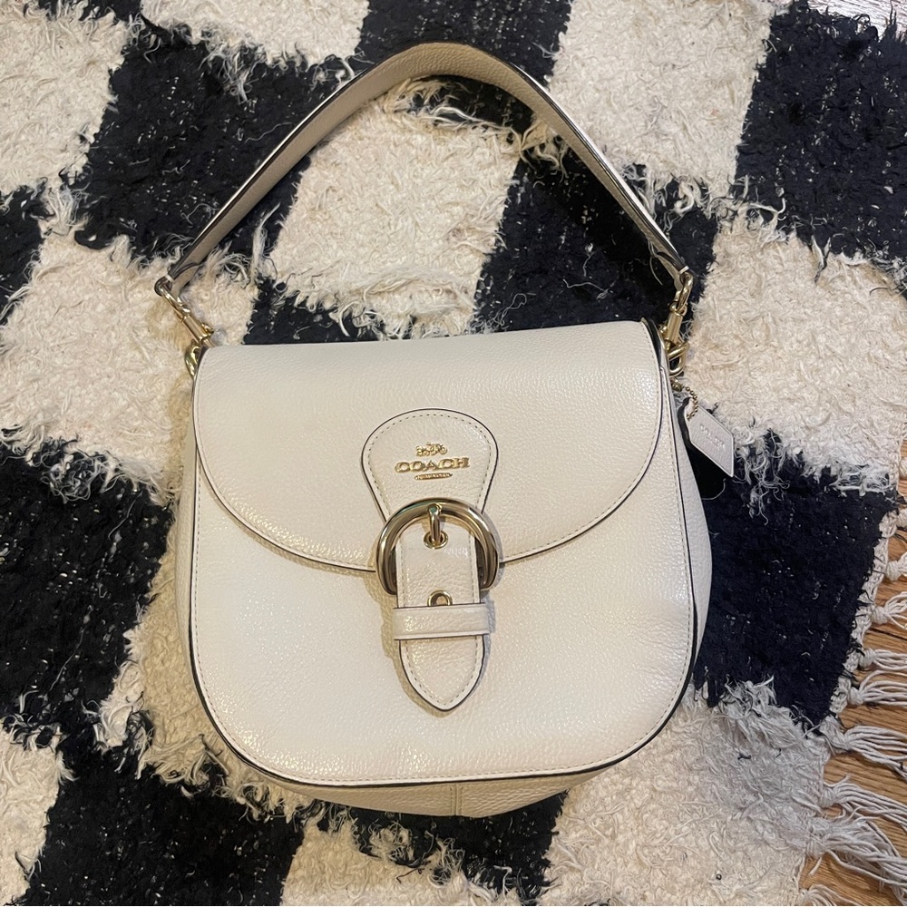 Coach Kleo Shoulder Bag 23 White Leather
